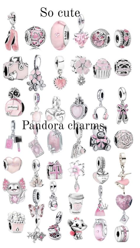 Pandora Charms Pink, Pandora Bracelet Charms Ideas, Girly Bracelets, Pandora Bracelet Designs, Pandora Armband, Pandora Jewelry Charms, Fotografi Digital, Pink Charm, Bracelet Pandora