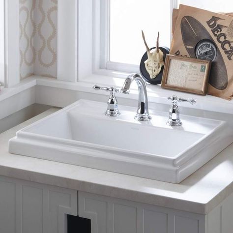 Kohler Tresham Ceramic Rectangular Drop-In Bathroom Sink with Overflow Kohler Bathroom Faucet, Shaker Style Furniture, Kohler Bathroom, Drop In Bathroom Sinks, Rectangular Sink Bathroom, Drop In Sink, Undermount Bathroom Sink, Pedestal Sink, Sink Design