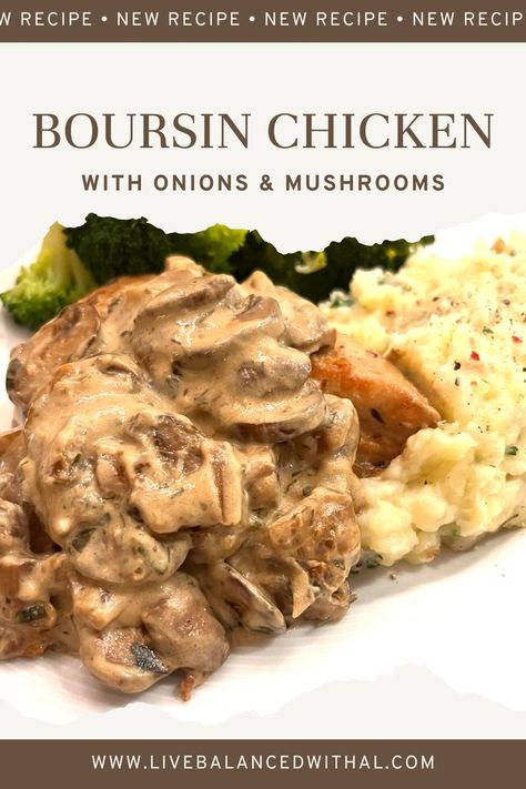 Chicken With Onions, Boursin Chicken, Boursin Recipes, Chicken With Mushrooms, Mushrooms And Onions, Fall Night, Mushroom And Onions, Cream Cheese Recipes, Mushroom Chicken