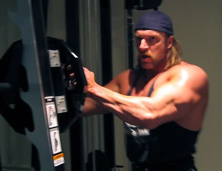 Triple H Workout and Diet Secret | Muscle world Triple H Workout, Drew Carey Show, Blade Trinity, Barbell Curls, Dumbbell Bench Press, Muscle Diet, Drew Carey, Triple H, Inside Out