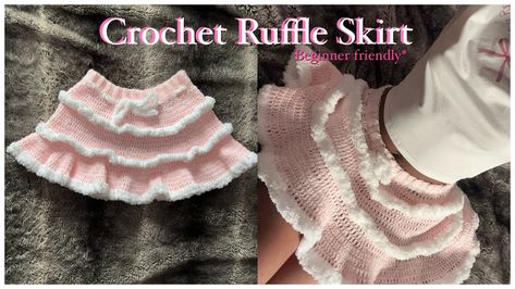 Crochet Peasant Skirt, Crochet Outfits Pattern Free, Crochet Pleated Skirt Free Pattern, Cute Top Crochet, How To Knit A Skirt, Crochet Clothes For Winter, Free Crochet Patterns Skirt, Ruffle Skirt Crochet Pattern, How To Crochet Skirt