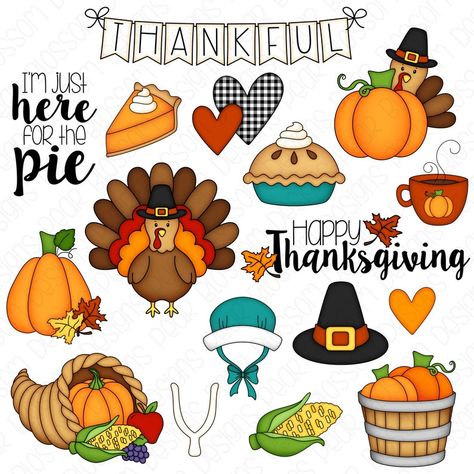 Thanksgiving Hand Drawn Digital Clipart Set of 17 Turkey | Etsy Pumpkin Pie Coffee, Fall Rocks, Calendar Doodles, Thanksgiving Drawings, Thanksgiving Earrings, Crafts Drawing, Thanksgiving Clip Art, Witch Clipart, Preschool Bulletin