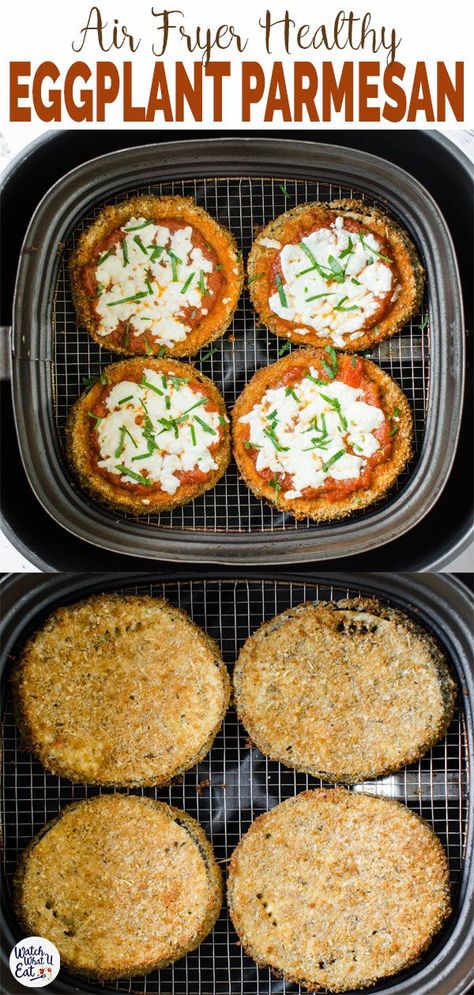 Air Fryer Eggplant Parmesan, Air Fryer Eggplant, Breaded Eggplant, Air Fryer Oven Recipes, Air Fry Recipes, Eggplant Parmesan, Air Fryer Dinner Recipes, Air Fryer Healthy, Air Fryer Recipes Easy