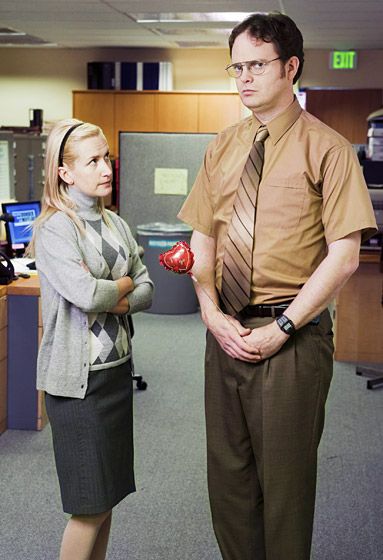 Angela Martin and Dwight Shrute | Scranton Branch Angela And Dwight Halloween Costume, Angela From The Office Costume, Angela And Dwight Costume, Angela The Office Costume, The Office Characters Costumes, Dwight And Angela Couple Costume, Dwight Shrute Costume, The Office Costume Ideas, Dwight Costume