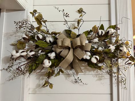 Greenery Arrangements For Home Farmhouse, Horizontal Swag, Arch Ways, Greenery Swag, Stem Wall, Cotton Bolls, Wall Accents Decor, Wreath Swag, Wedding Swag