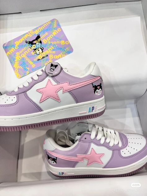 Cute Y2k Shoes, Hello Kitty Bapesta Shoes, Hello Kitty Bape Shoes, Y2k Sneakers, Bapesta Shoes, Bape Shoes, 00s Mode, Hello Kitty Shoes, Trendy Shoes Sneakers