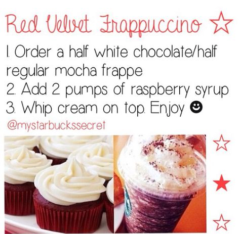 ❤️Red Velvet DIY Frapp❤️ Frappuccino Recipe Starbucks, Frappuccino Recipes, Dutch Drinks, Starbucks Frappuccino Recipe, Velvet Diy, Frappuccino Starbucks, Starbucks Orders, Secret Starbucks Recipes, Frappe Recipe