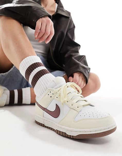 Nike Dunk Low NN sneakers in off white | ASOS Nike Dunk Low Outfit, Nike Dunk Low Off White, Brown Trainers, Nike Low Tops, Dunks Outfit, Nike Sneakers Women, Nike Brand, Nike Dunk Low, Low Sneakers