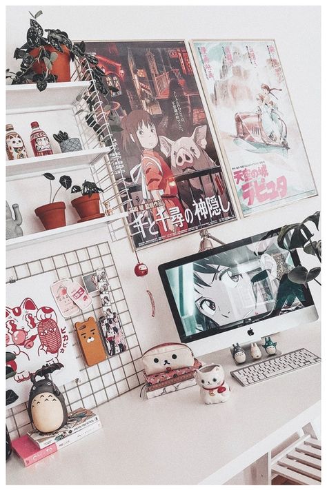 Anime Bedroom Ideas, Anime Bedroom, Kawaii Bedroom, Otaku Room, Gamer Room Decor, Deco Rose, Anime Decor, Anime Room, Cute Room Ideas