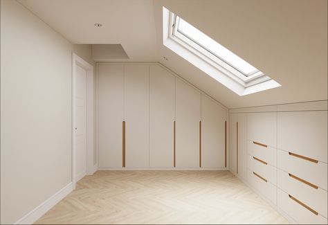 Loft Conversion Eaves Storage, Angled Closet Ideas Sloped Ceiling, Loft Conversion Wardrobes, Diy Fitted Wardrobes, Loft Conversion Ideas, Fitted Sliding Wardrobes, Sloping Ceiling, Eaves Storage, Attic Wardrobe