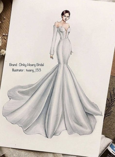 Long Gown Sketch Fashion Illustrations, Fashion Sketches Wedding Dresses, Mermaid Dress Drawing Sketches, Fation Design Drawing Dress, Ball Gown Dress Sketch, Fation Drawing, Gown Design Drawing, Gown Sketches Design, Ball Gown Sketches