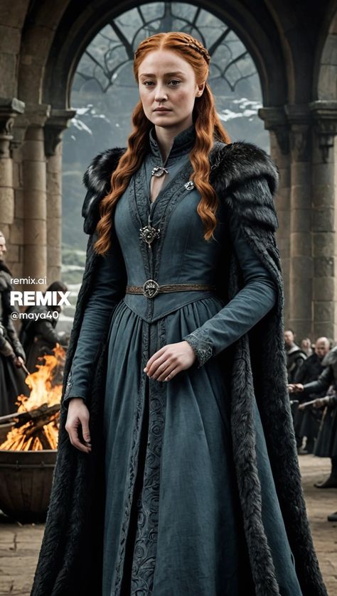 Stark Dress Aesthetic, Game Of Thrones Female Outfits, Gamevof Thrones Dresses Inspired, House Stark Dress, Sansa Stark Coronation Dress, Dornish Dress Game Of Thrones, Cersei Lannister Armor Dress, Game Of Thrones Dress, Game Of Thrones Costumes