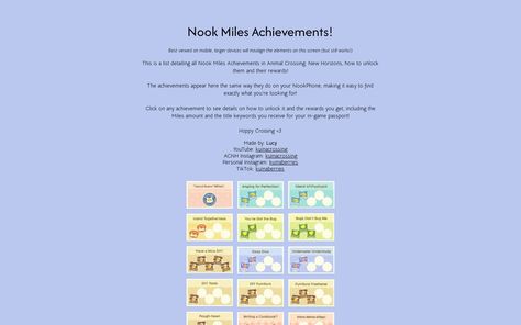 List of all ACNH Nook Miles Achievements, how to unlock them and their rewards! Nook Phone, Goal List, Reward Yourself, The List, Animal Crossing, Nook