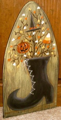 Halloween Canvas Paintings, Primitive Painting, Fall Canvas Painting, Halloween Wood Crafts, Fall Canvas, Western Home, Halloween Crafts Decorations, Primitive Halloween, Fall Halloween Crafts