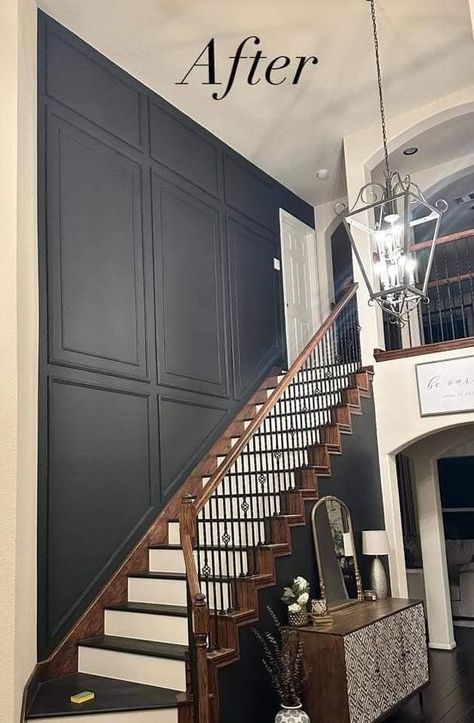 Accent Staircase Wall, Tall Staircase Wall Ideas, Accent Wall Staircase, Stair Accent Wall, Stairway Accent Wall, Stair Wall Design, Staircase Accent Wall, Stairwell Accent Wall, Staircase Wall Decor