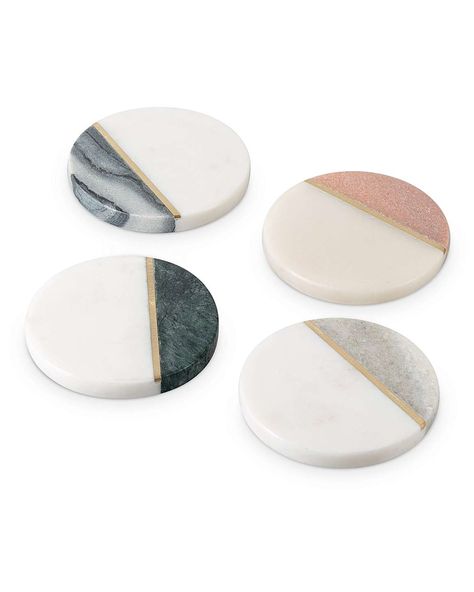 Brass Coasters, Coloured Marble, Marble Tables Living Room, Round Marble Table, Marble Tables Design, Marble And Brass, Marble Accessories, Wine Coasters, Diy Ceramic