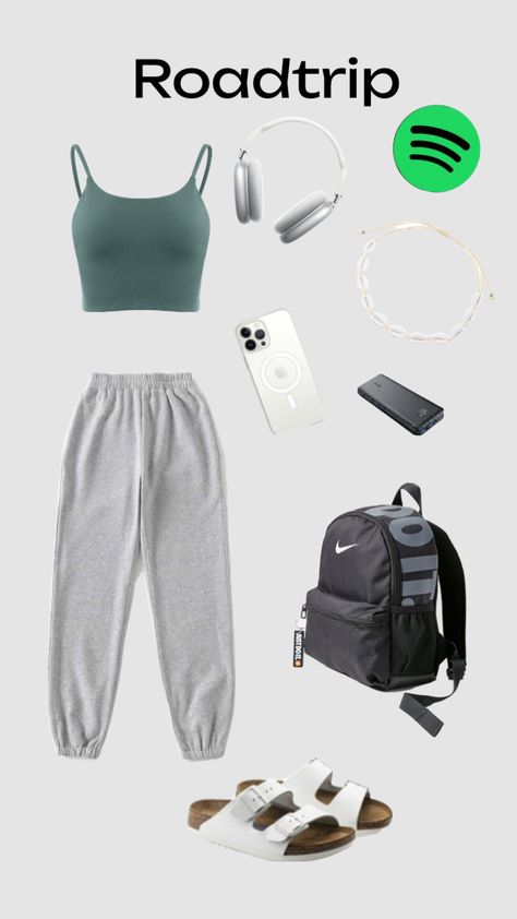 #roadtrip #outfitinspo #vibes Roadtrip Outfit Summer, Roadtrip Outfit, Road Trip Outfit, Travel Bag Essentials, Trip Outfits, Outfit Inspo Casual, Lazy Day Outfits, Essential Bag, Cute Everyday Outfits