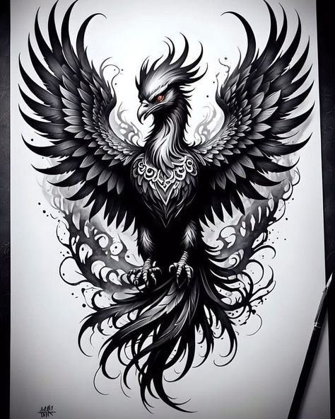 Best Phoenix Tattoo, Back Phoenix Tattoo For Men, Phoenix Tattoo Blackwork, Phoenix Rising From Ashes Tattoo Men, Phoenix Chest Tattoo Men, Rising Phoenix Tattoo Men, Phoenix Bird Tattoos Men, Phoenix Chest Tattoo, Dark Phoenix Tattoo