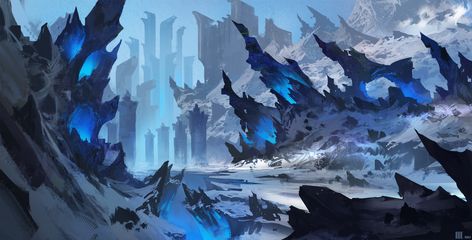 snow mountain, CHENGCHUN LIU on ArtStation at https://www.artstation.com/artwork/mWVnE Mountain Concept Art, Japanese Snow, Concept Art World, Rpg Map, Landscape Concept, 다크 판타지, Fantasy City, Fantasy Castle, Fantasy Setting