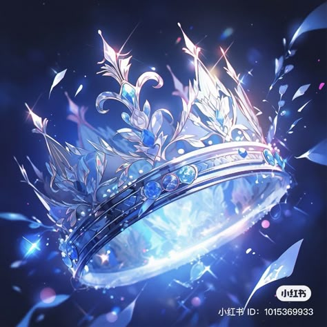 Magic Crown Fantasy Art, Crown Fantasy Art, Fantasy Crown Art, Water Armor, Anime Crown, Fantasy Jewelry Magic, Fantasy Crown, Ice Magic, Crown Art