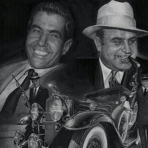 Lucky Luciano and Al Capone. Lucky Luciano Tattoo, Lucky Luciano, Mob Tattoo, Tattoo Mafia, Gangster Squad, Real Gangster, Mafia Gangster, Gangsta Tattoos, Wise Guys