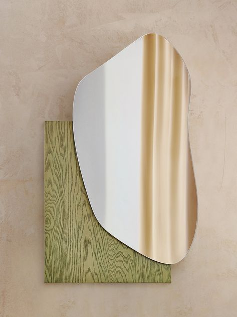 Aesthetic Wall Mirror, Wall Mirror Aesthetic, Heath Tile, Blob Mirrors, French Designers, Styl Hampton, Mirror Aesthetic, White Faucet, Tinted Mirror