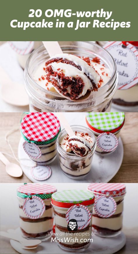 Jar Cupcakes, Mason Jar Desserts Recipes, Mint Chocolate Chip Cupcakes, Mason Jar Cupcakes, In A Jar Recipes, Cupcakes In A Jar, Gluten Free Cupcake Recipe, Carrot Cake With Pineapple, Mason Jar Desserts