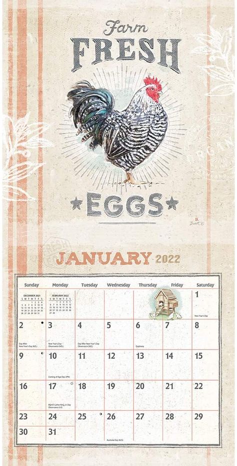 Poultry Farm Calendar Design, Fresh 2022, Wall Calender, Farmhouse Pictures, Calendar Layout, Sculpture Art Clay, Calendar Date, Cool Car Pictures, Poultry Farm