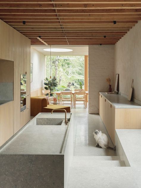 Where Architects Live | Ben Ridley | est living Bondi House, Concrete Apartment, Peaceful Interior, House Renovation Design, Board House, Timber Cabin, Mid Century Furnishings, Structural Insulated Panels, Timber Roof