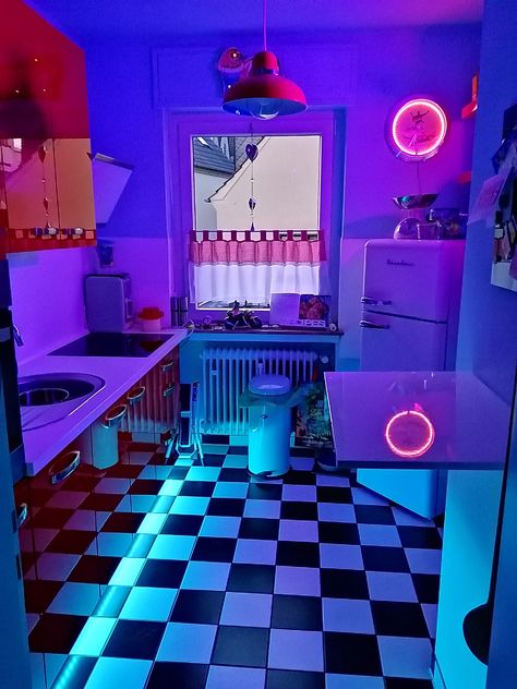 Vaporwave Home Decor, Vaporwave Living Room, Vaporwave Kitchen, Vaporwave Room Decor, Vaporwave Interior, Synthwave Room, Vaporwave Bedroom, Vaporwave Decor, Green Refrigerator