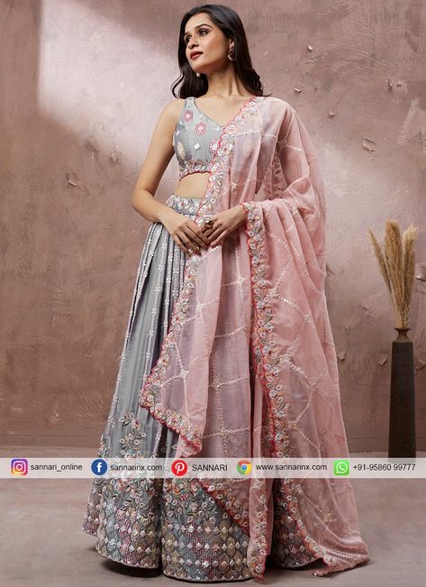 Pristine Georgette Trendy Lehenga Choli Veil Dupatta, Lehenga Latkan, Lehenga Stitching, Lehenga Pink, Grey Lehenga, Embroidery Lehenga, Heavy Lehenga, Pink Dupatta, Georgette Lehenga