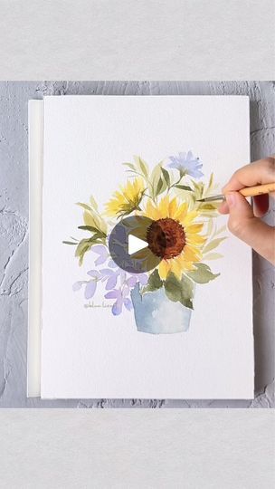 61K views · 1.3K reactions | This is one of the class projects from my online class, Watercolor Sunflowers🌻 | blue.lisart.art | blue.lisart.art · Original audio How To Paint Sunflowers, Paint Sunflowers, Watercolour Birthday Card, Painting With Friends, Sunflower Watercolor Painting, Easy Watercolor Painting, Watercolor Painting For Beginners, Sunflower Watercolor, Watercolor Sunflowers