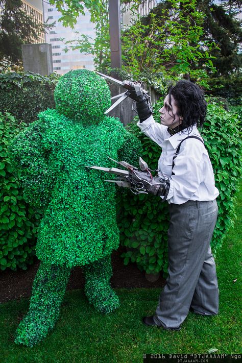 Hedge and Edward Scissorhands | Emerald City Comicon 2016 #DTJAAAAM Edward Scissorhands Topiary, Edward Scissorhands, Emerald City, Digital Nomad, Geek Out, Tim Burton, Hedges, Garden Sculpture, Photo Galleries