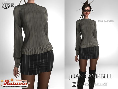 The Sims Resource - Terri Sweater Cc Shopping, Camille Dress, Suede Pencil Skirt, Sims4 Clothes, Long Sleeve Outfits, Sims 4 Mods Clothes, Sims 1, Mock Neck Dress, Medieval Dress