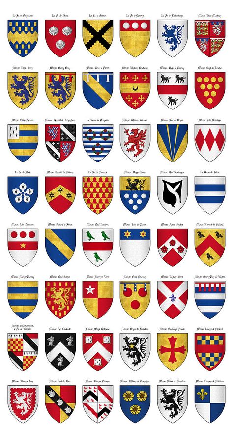 Medieval Symbols, Family Crest Symbols, Shield Designs, Heraldry Design, Medieval Shields, Medieval Party, Crusader Knight, Medieval Armor, Medieval Knight