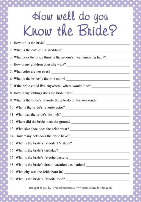 Wedding Shower Games Printable Free, Bridal Shower Images, Who Knows The Bride The Best Game, Clean Bridal Shower Games, Bridal Shower Get To Know The Bride, Bridesmaid Games Bridal Showers, Bridal Games Free Printables, Bridal Games Ideas, Wedding Bridal Shower Games