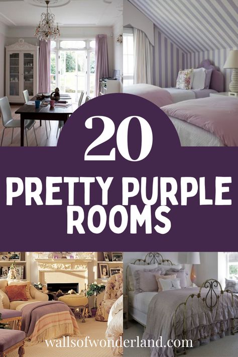 20 Rooms that will change your mind about decorating with purple! Lavender Bedroom Walls Inspiration, Bedroom With Lavender Walls, Lavendar Bedrooms Farmhouse, Lavendar Bedrooms Boho, Lavender Bedroom Design, Lilac And Black Bedroom, Lavender Guest Bedroom, Lavender Inspired Bedroom, Lavender And Green Bedroom Ideas