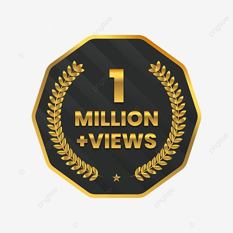 1million Followers Instagram, 1million Views Logo, 1 Million Views Logo, 1m Views Logo, 1 Million Followers Instagram, Celebration Background Design, Png Youtube, Thumbnail Png, Png Video