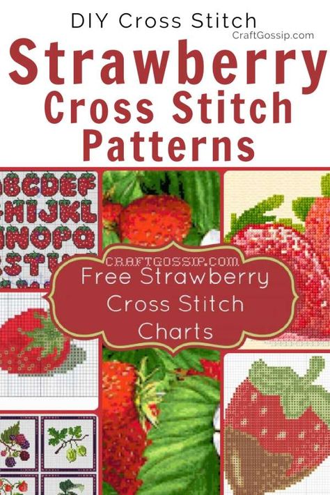 Free Strawberry Cross Stitch Patterns – Cross-Stitch Strawberry Cross Stitch, Become Irresistible, Spring Cupcakes, Cross Stitch Fonts, Strawberry Garden, Cross Stitch Freebies, School Treats, Chocolate Dipped Strawberries, Strawberry Dip