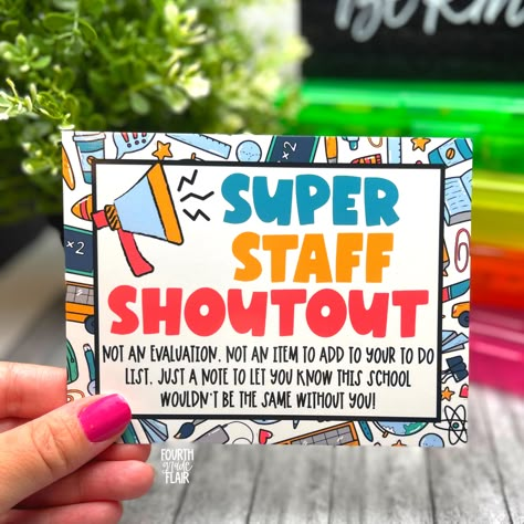 Staff Compliment Board, Positive Office Referral, Staff Attendance Incentives, Welcome Back Staff Ideas Teachers, Staff Celebration Ideas, Back To School Gifts For Staff, Back To School Staff Gifts, Staff Morale Booster Teachers, Fun Employee Appreciation Ideas