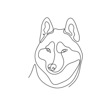 Husky One Line Art Dog Portrait Tote Bag Simple One Line Drawings, One Line Design, Aesthetic Wall Prints, One Line Animals, One Line Drawings, Husky Tattoo, Husky Drawing, Husky Faces, Portraits Pop Art