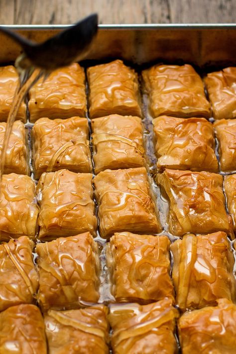 NYT Cooking: This Turkish-style baklava tastes deeply and richly of pistachio nuts and butter, without the spices, honey or aromatics found in other versions. It has a purity of flavor that, while still quite sweet, is never cloying. This very traditional recipe is from one of the most celebrated baklava shops in Istanbul. Feel free to substitute other nuts for the pistachios, particular... Sophisticated Recipes, Pistachio Baklava Recipe, Baklava Recept, Pistachio Nut, Pistachio Baklava, Turkish Baklava, Baklava Recipe, Pistachios Nuts, Turkish Style