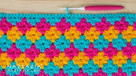 Diamond Granny Stitch Crochet Pattern - Naztazia ® Granny Diamond Stitch, Crochet Granny Stitch Blanket, Ronnie Mac, Naztazia Crochet, Granny Stitch Crochet, Crochet Diamond, Stitch Crochet Pattern, Diamond Crochet, Crochet Granny Stitch