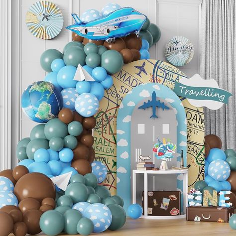 Travel Birthday Party Theme, Plane Theme Birthday Party, Around The World Theme Party, Travel Theme Party Decorations, Airplane Themed Party, Travel Party Decorations, Farewell Party Decorations, Leaving Party, Bon Voyage Party