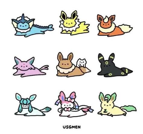 Eevee Tattoo Evolution, Simple Eevee Tattoo, Eevee Evolutions Art, Eevee Aesthetic, Cute Eevee, Mini Pokemon, Eevee Cute, Evolution Art, Cute Small Drawings