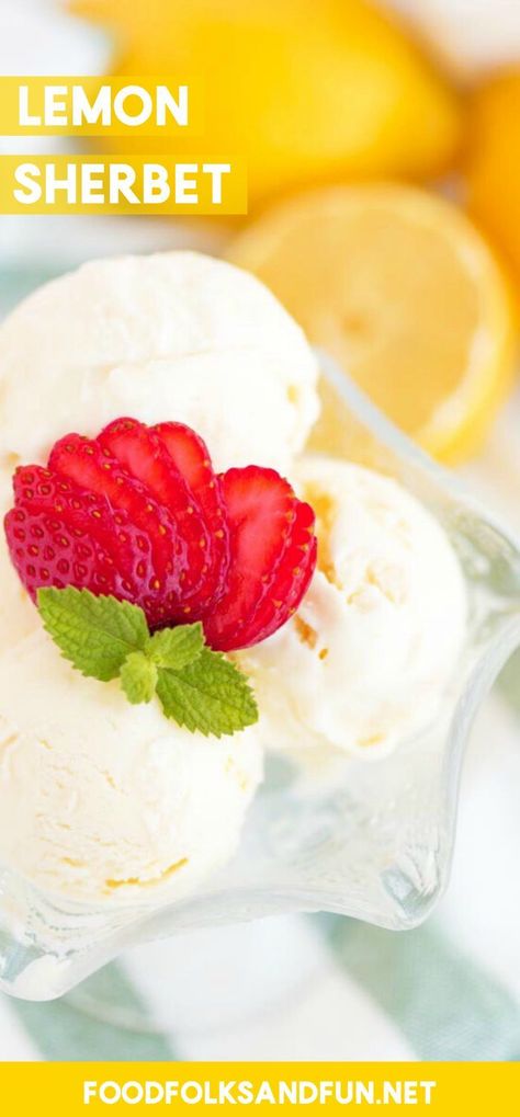 Lemon Sorbet Recipe, Sherbet Recipes, Lemon Sherbet, Cannoli Cream, Lemon Cheese, Lemon Sorbet, Shortbread Cookie Recipe, Sorbet Recipes, Peanut Brittle