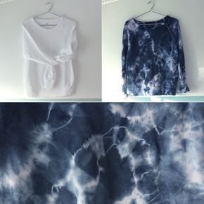 My best friend wanted an indigo dyed sweatshirt to wear this winter, so I tie-dyed one with Navy Blue Rit Dye! Tie Dye Shirts Patterns, Tie Dye Patterns Diy, Diy Tie Dye Shirts, Tie Dye Party, Rit Dye, Tie Dye Crafts, Diy Tie, How To Tie Dye, Tie Dye Techniques