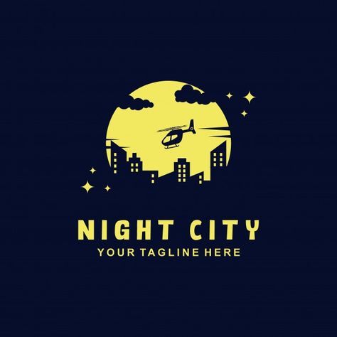 Night Logo Design, City Logos Design, Skyline Logo, Real Estate Banner, Ghost City, Office Logo, Moon Logo, Life Logo, City Logo