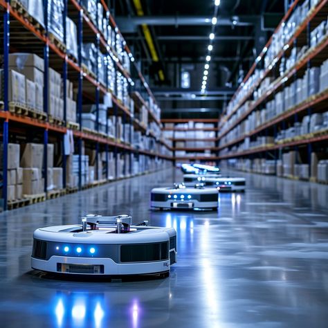 Robotic Warehouse Automation: Autonomous robots streamline operations by efficiently transporting goods inside a modern, high-tech warehouse facility. #warehouse #robots #automation #technology #autonomous #aiart #aiphoto #stockcake ⬇️ Download and 📝 Prompt 👉 https://ayr.app/l/iNh3 Industrial Warehouse Design, Makerspace Design, Robot Animation, Amazon Office, Bathroom Flowers, Autonomous Robots, Robotic Automation, Automation Technology, The Company You Keep