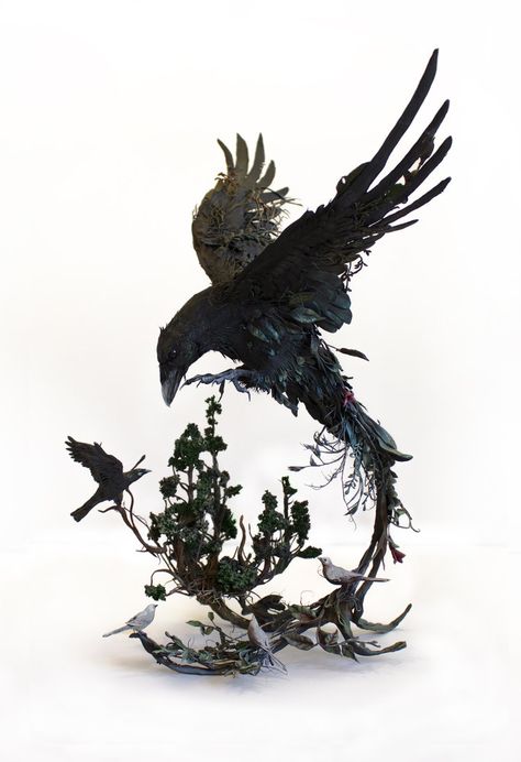 Crow Statue, Ellen Jewett, Crow Tattoo, Raven Tattoo, Raven Art, Arte Cyberpunk, Jewellery Silver, Birds Tattoo, Animal Sculptures